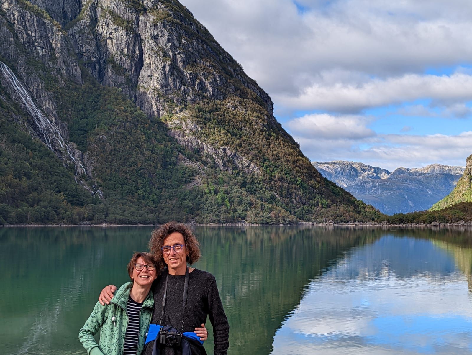 Ira and Jeffrey in front of  Bondhusvatnet glacier lake