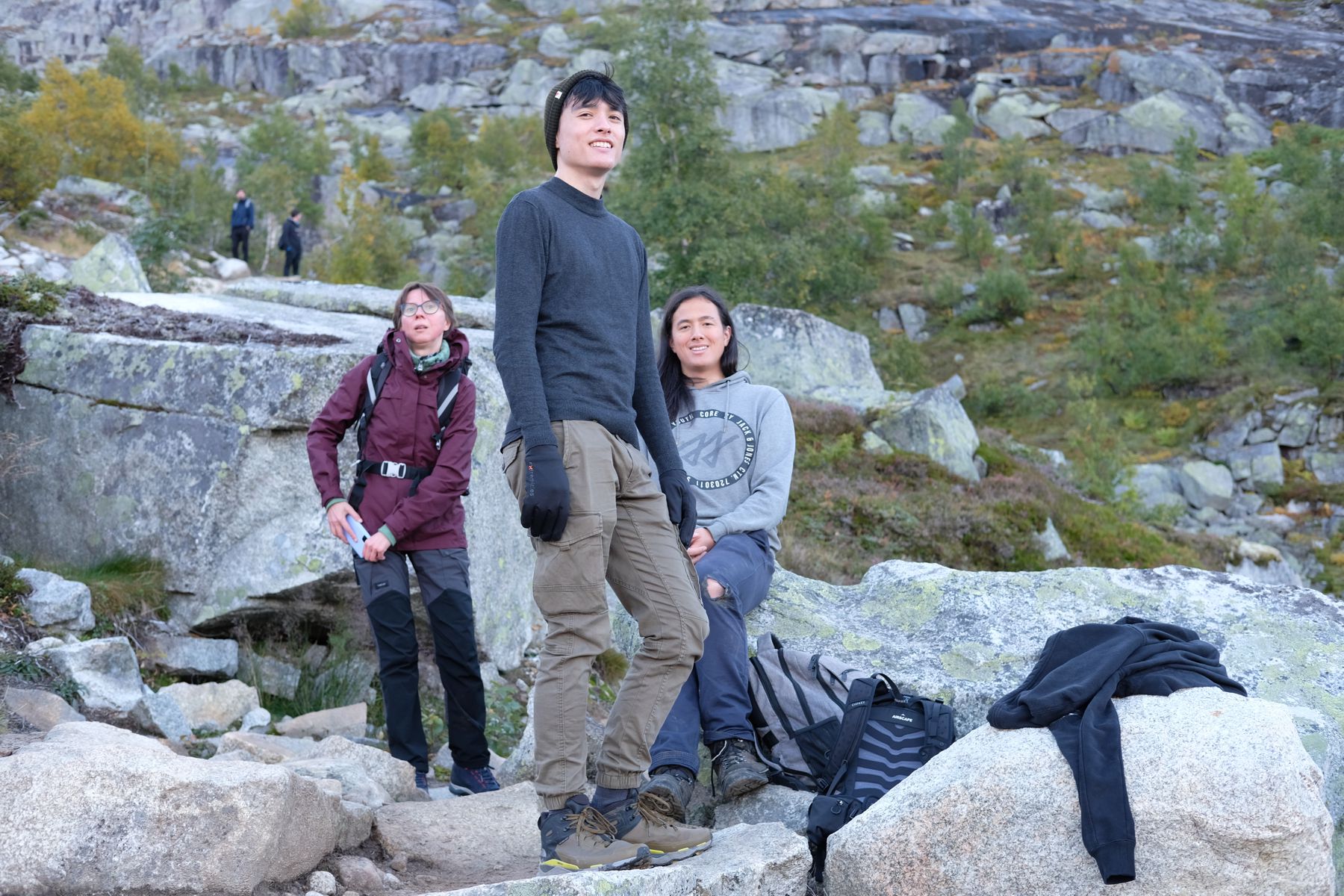 The patchwork family at the start of the Trolltunga walk.