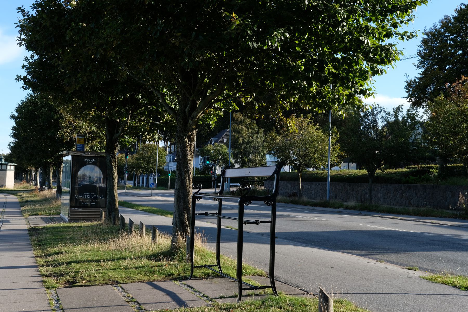 Park bench for long-legged people.