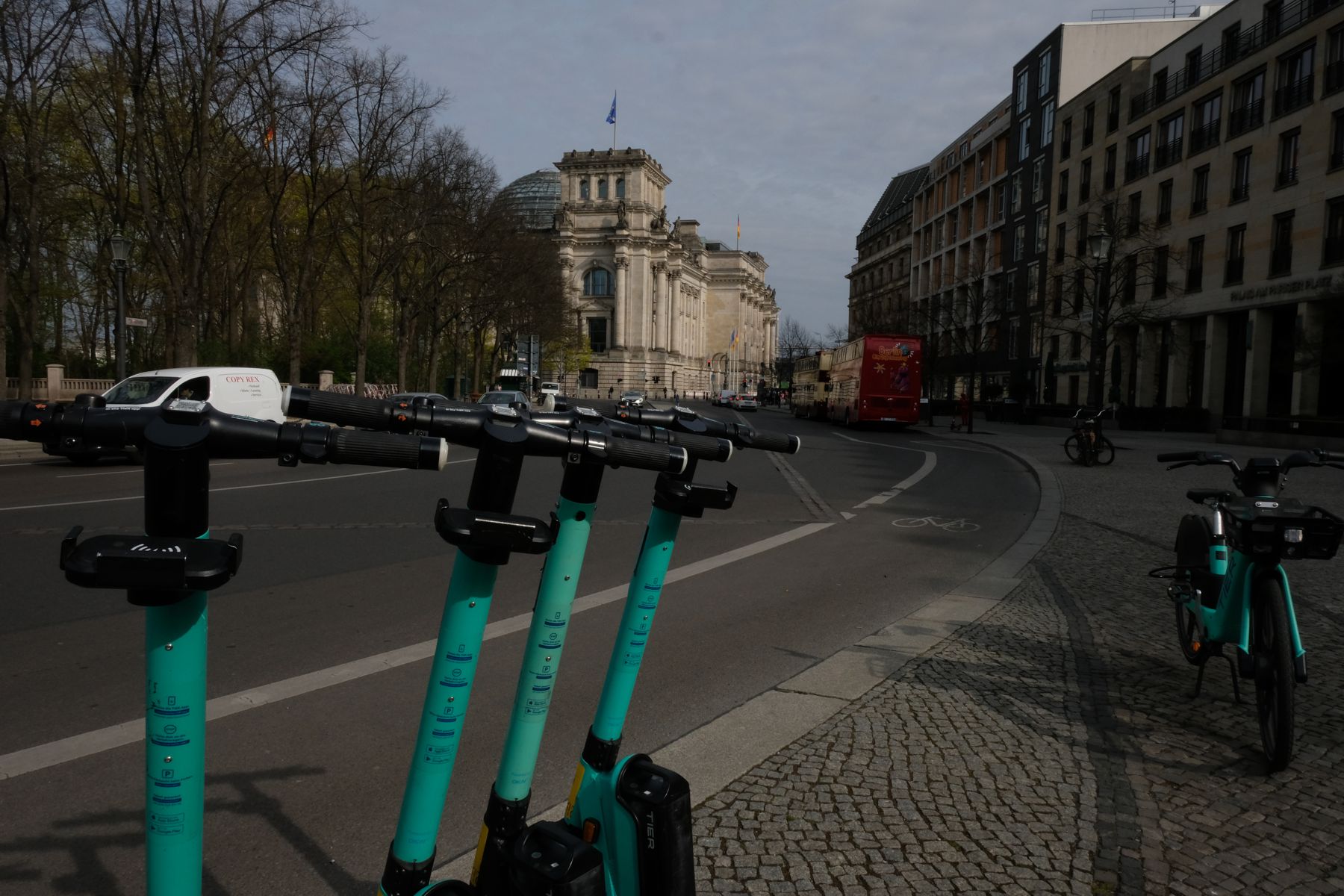 City behind scooters