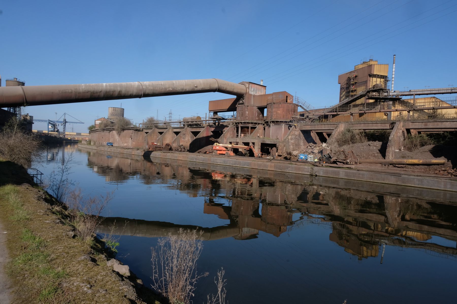 Industrial ruin along river