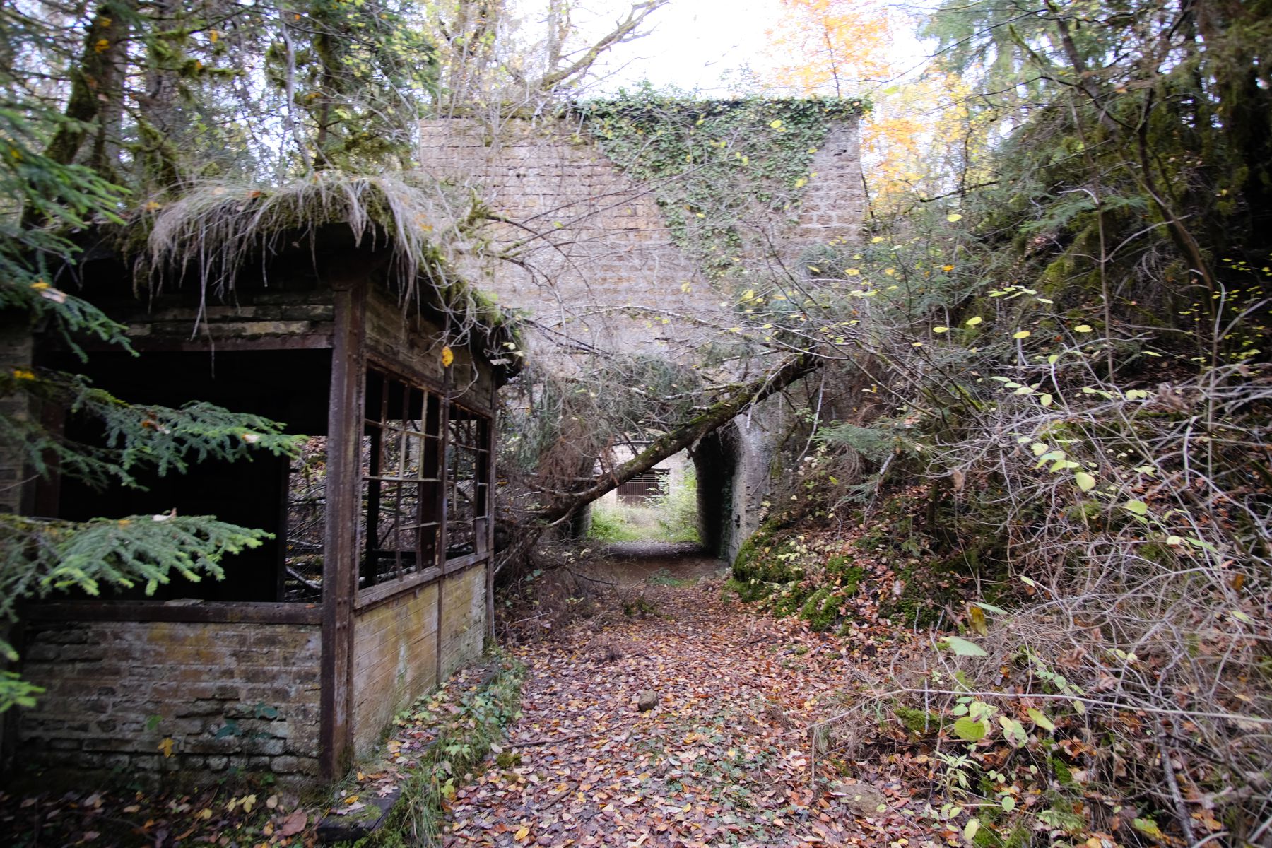 Abandoned booth on old railway line