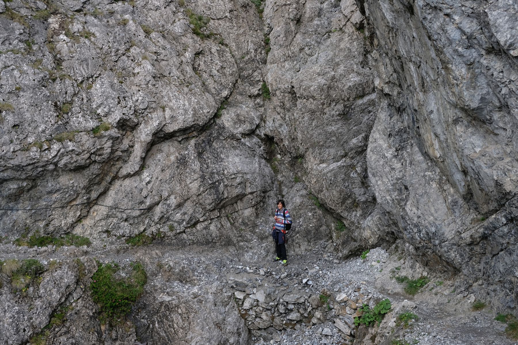 My son on mountain path