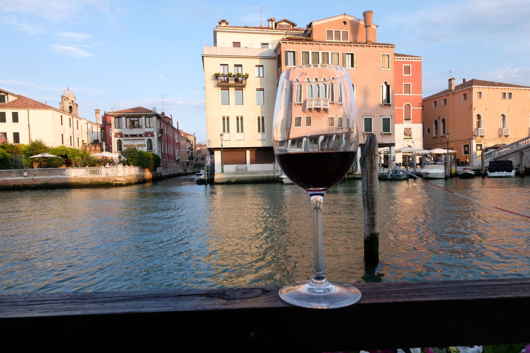 Glass of wine by the canal